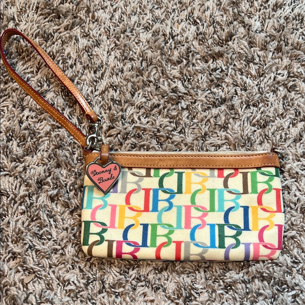 Dooney & Bourke Vintage Retro Rainbow Zip Wristlet - Picture 1 of 11